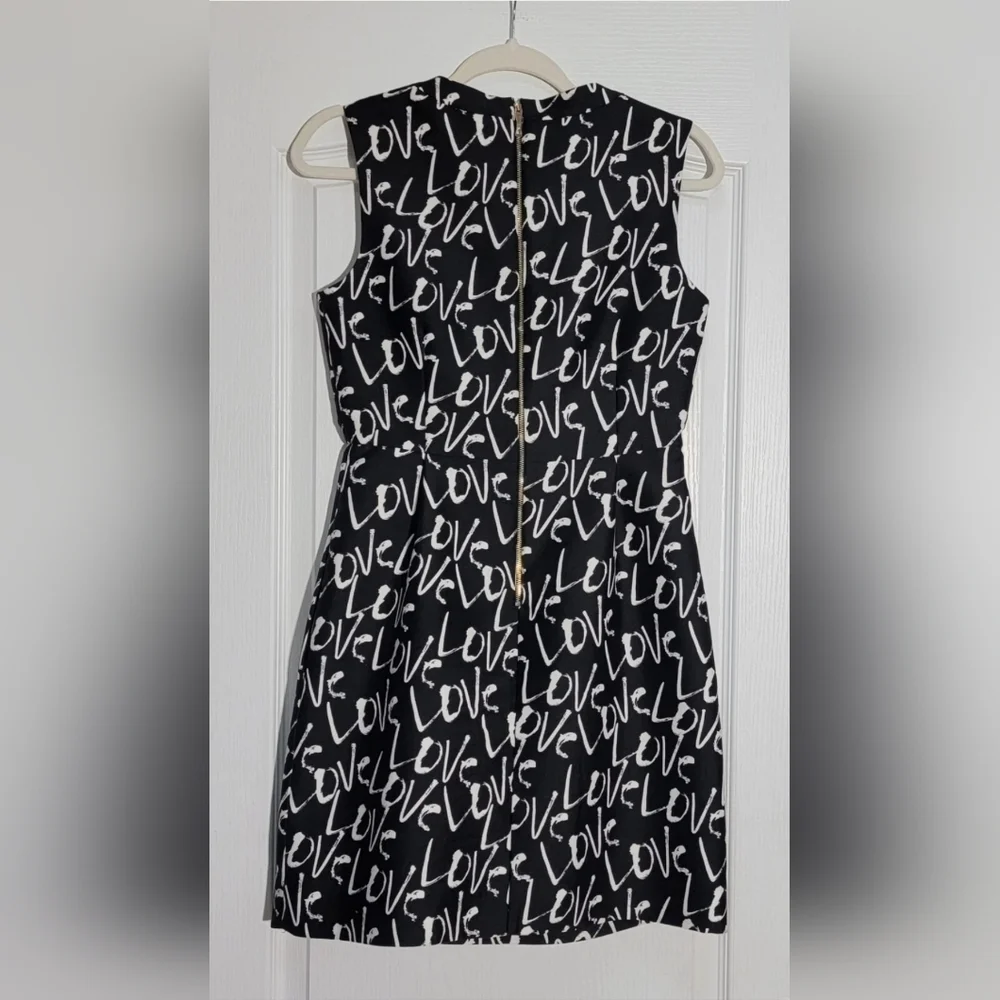 Kate Spade Dress Women's 4 Mindy Graffiti Love Black White Sleeveless Party - Picture 4 of 9